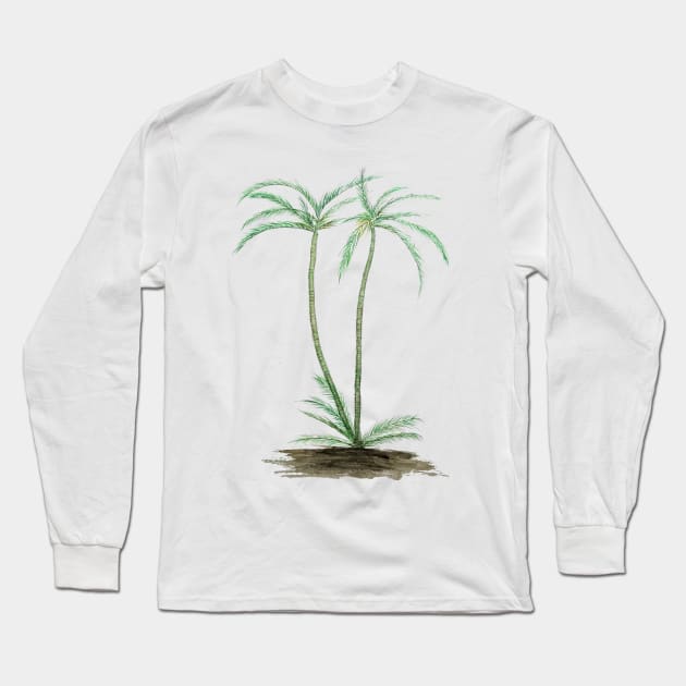 two palm trees watercolor Long Sleeve T-Shirt by colorandcolor